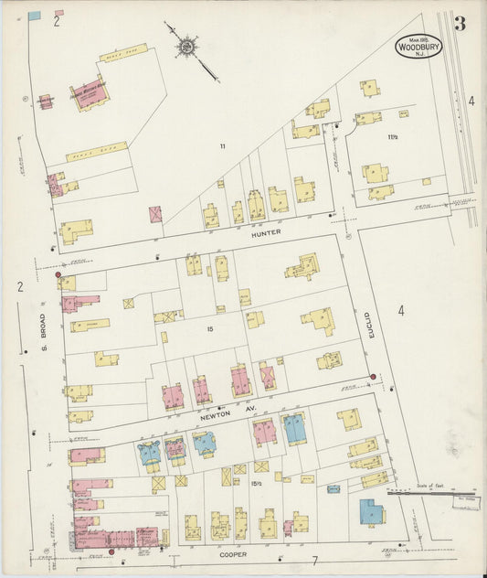 Sanborn Fire Insurance Map from Woodbury, Gloucester County, New Jersey (1915), Sheet #0003 - Historic Sanborn Fire Insurance Map Print, vintage old map wall art, antique decor, genealogy gift, New Jersey New Jersey map