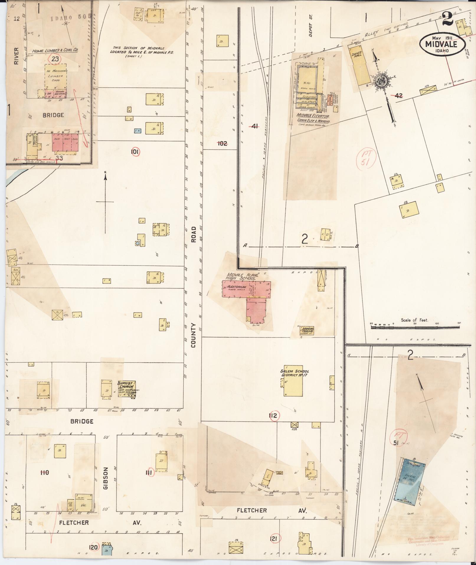 Sanborn Fire Insurance Map from Midvale, Washington County, Idaho (1931), Sheet #0002 - Historic Sanborn Fire Insurance Map Print, vintage old map wall art, antique decor, genealogy gift, Idaho Idaho map