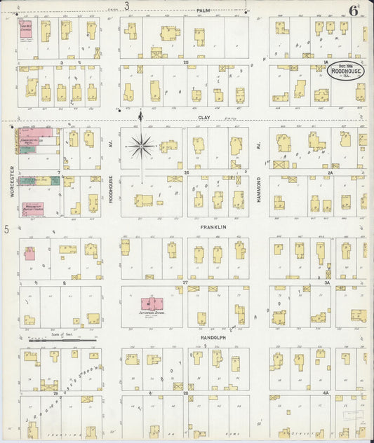 Sanborn Fire Insurance Map from Roodhouse, Greene County, Illinois (1906), Sheet #0006 - Historic Sanborn Fire Insurance Map Print, vintage old map wall art, antique decor, genealogy gift, Illinois Illinois map
