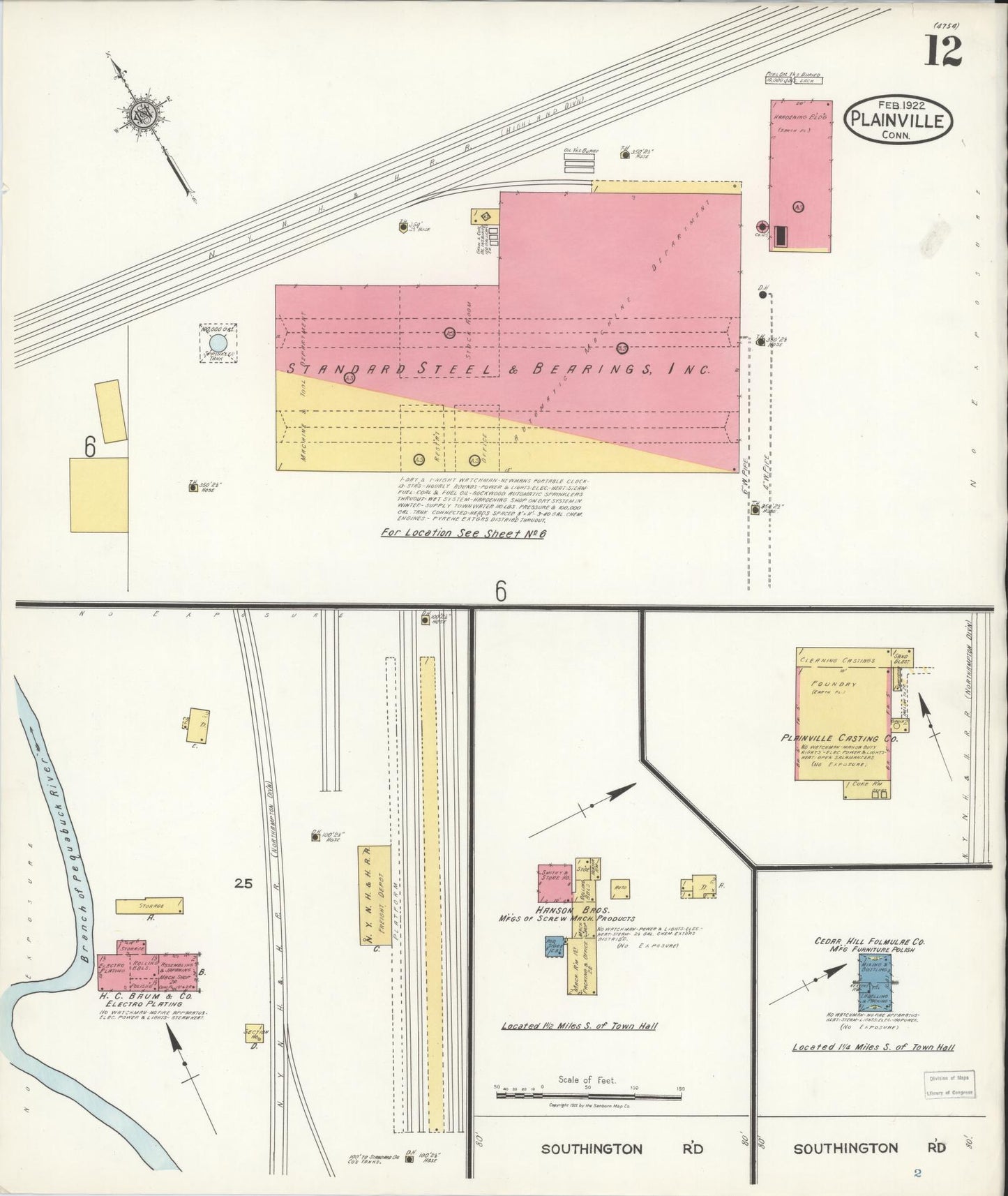Sanborn Fire Insurance Map from Plainville, Hartford County, Connecticut (1922), Sheet #0012 - Complete Map Set gallery image, historic Sanborn map, vintage wall art, Connecticut Connecticut