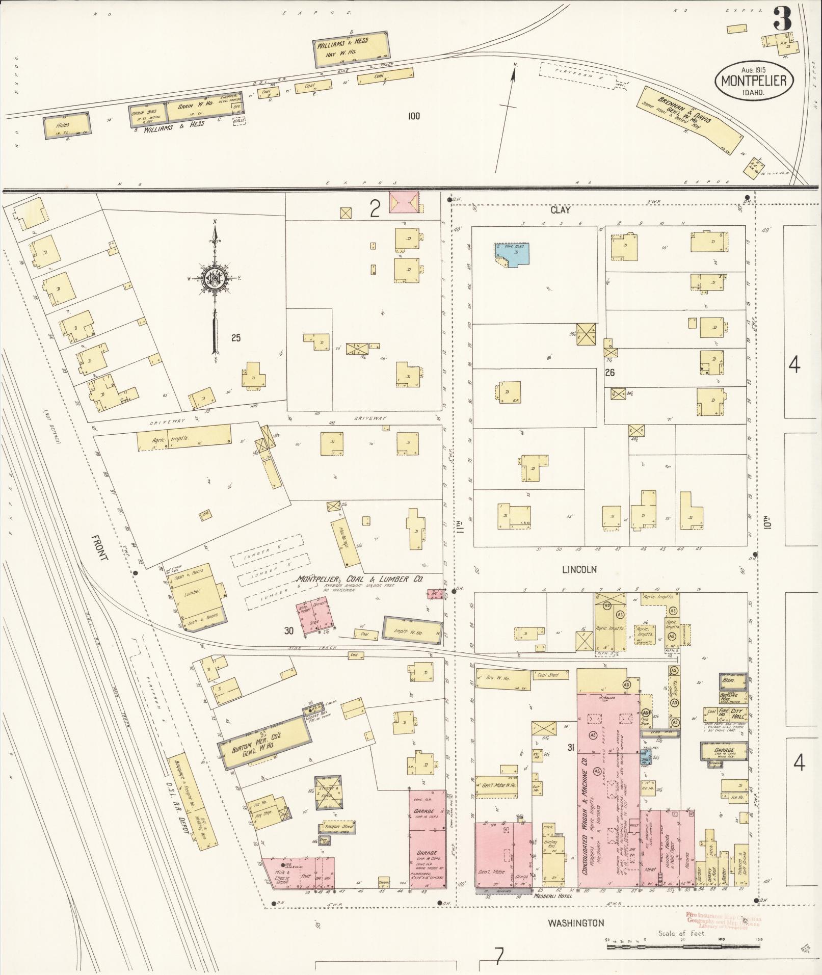 Sanborn Fire Insurance Map from Montpelier, Bear Lake County, Idaho (1915), Sheet #0003 - Complete Map Set gallery image, historic Sanborn map, vintage wall art, Idaho Idaho