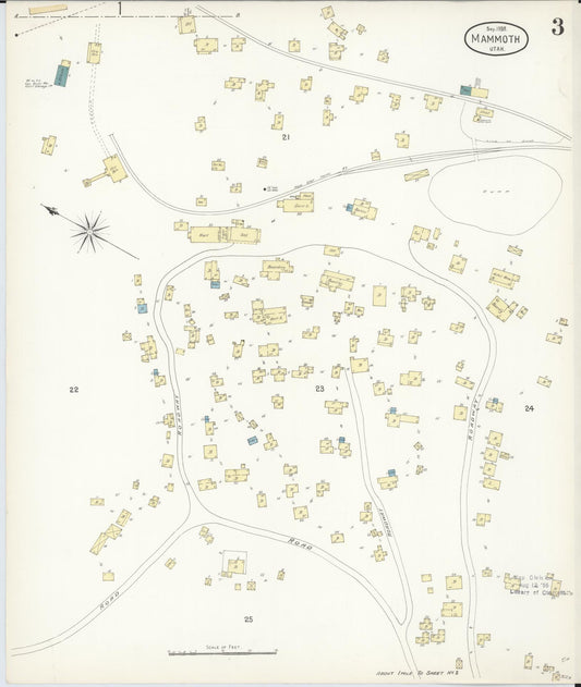 Sanborn Fire Insurance Map from Mammoth, Juab County, Utah (1898), Sheet #0003 - Historic Sanborn Fire Insurance Map Print, vintage old map wall art, antique decor, genealogy gift, Utah Utah map