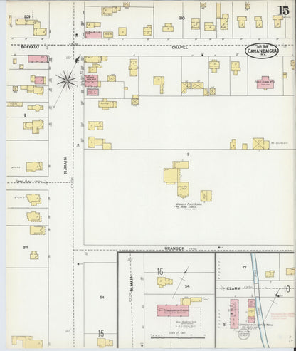 Sanborn Fire Insurance Map from Canandaigua, Ontario County, New York (1904), Sheet #0015 - Historic Sanborn Fire Insurance Map Print, vintage old map wall art, antique decor, genealogy gift, New York New York map