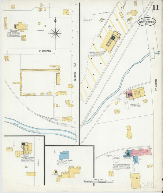 Sanborn Fire Insurance Map from Weatherford, Parker County, Texas (1905), Sheet #0011 - Historic Sanborn Fire Insurance Map Print, vintage old map wall art, antique decor, genealogy gift, Texas Texas map