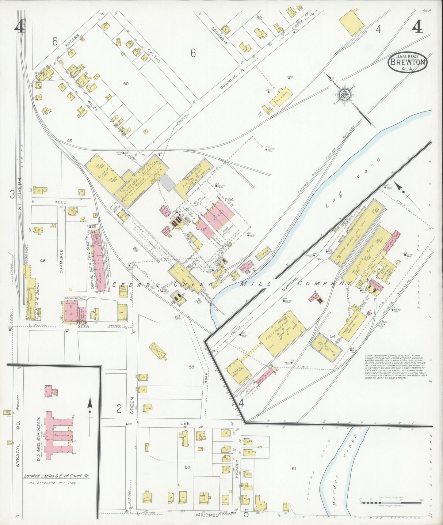 Sanborn Fire Insurance Map from Brewton, Escambia County, Alabama (1930), Sheet #0004 - Complete Map Set gallery image, historic Sanborn map, vintage wall art, Alabama Alabama