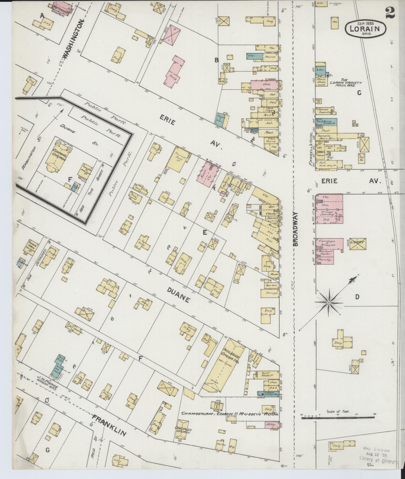 Sanborn Fire Insurance Map from Lorain, Lorain County, Ohio (1888), Sheet #0002 - Complete Map Set gallery image, historic Sanborn map, vintage wall art, Ohio Ohio