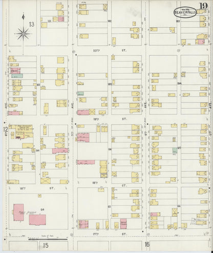 Sanborn Fire Insurance Map from Beaver Falls, Beaver County, Pennsylvania (1896), Sheet #0019 - Complete Map Set gallery image, historic Sanborn map, vintage wall art, Pennsylvania Pennsylvania