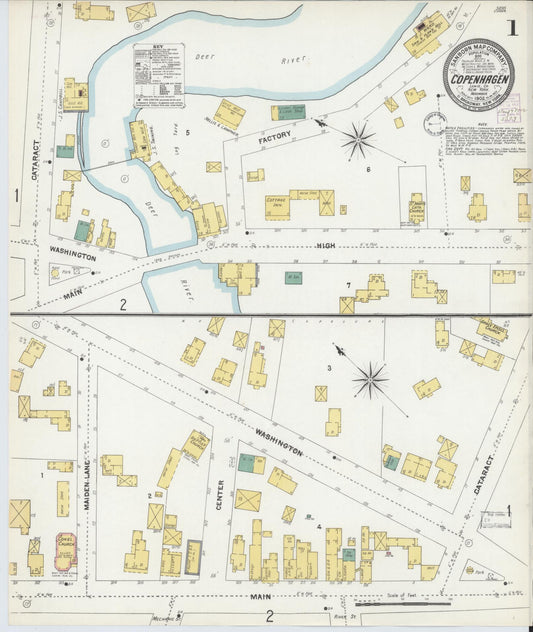 Sanborn Fire Insurance Map from Copenhagen, Lewis County, New York (1902), Sheet #0001 - Complete Map Set gallery image, historic Sanborn map, vintage wall art, New York New York