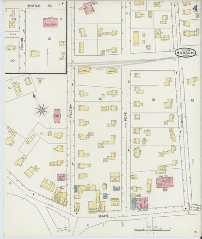 Sanborn Fire Insurance Map from Hudson, Middlesex County, Massachusetts (1894), Sheet #0004 - Complete Map Set gallery image, historic Sanborn map, vintage wall art, Massachusetts Massachusetts