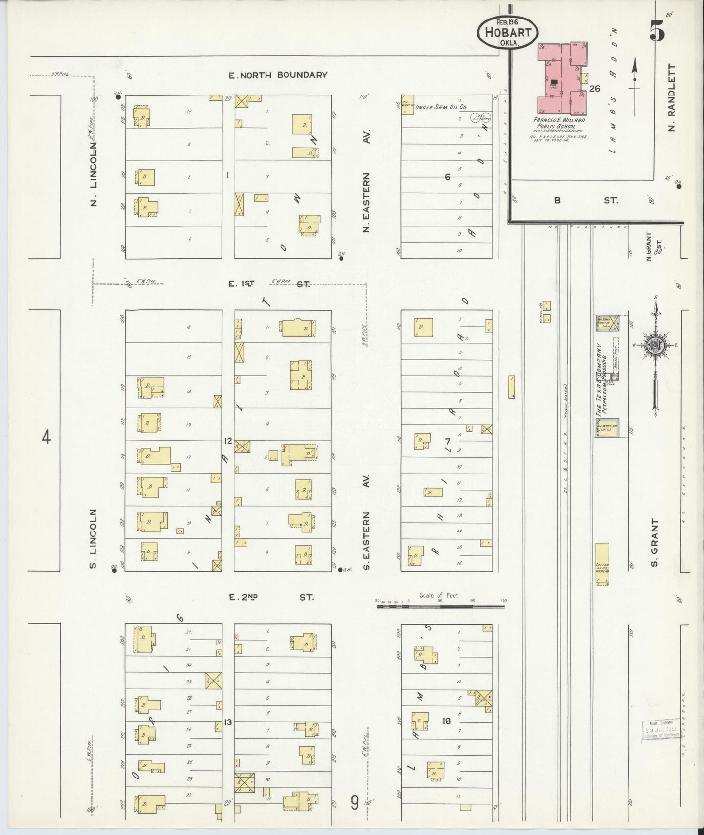 Sanborn Fire Insurance Map from Hobart, Kiowa County, Oklahoma (1916), Sheet #0005 - Historic Sanborn Fire Insurance Map Print, vintage old map wall art, antique decor, genealogy gift, Oklahoma Oklahoma map