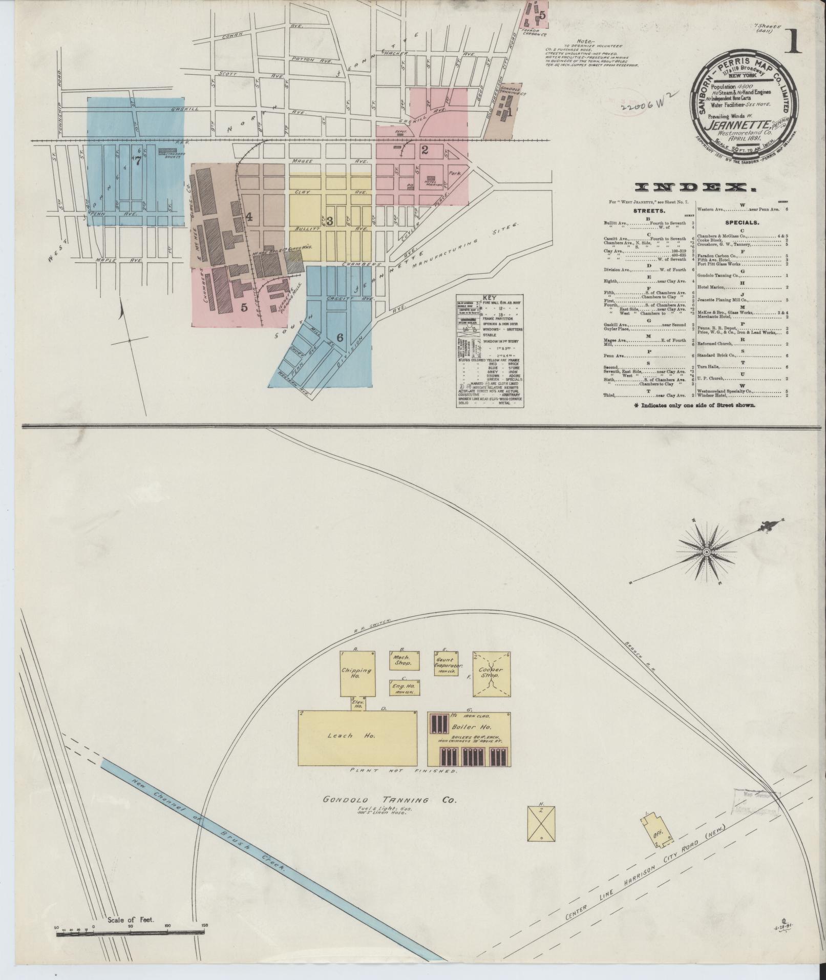 Sanborn Fire Insurance Map from Jeannette, Westmoreland County, Pennsylvania. (1891) – Historic Sanborn Fire Insurance Map Print