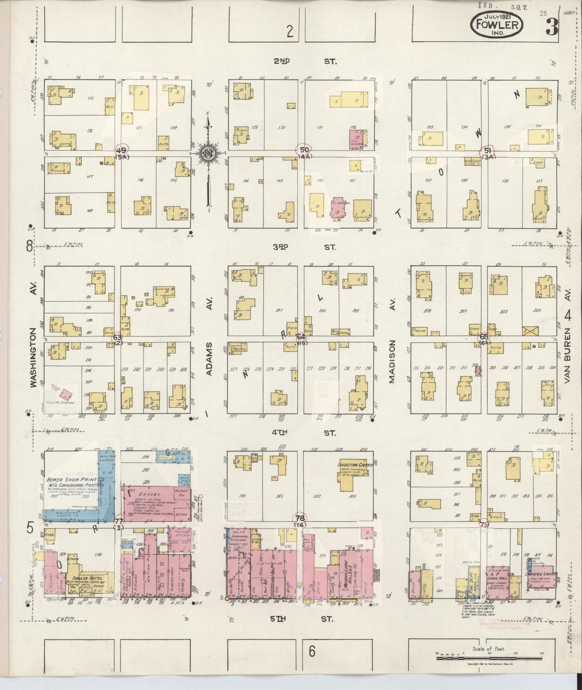 Sanborn Fire Insurance Map from Fowler, Benton County, Indiana (1932), Sheet #0003 - Historic Sanborn Fire Insurance Map Print, vintage old map wall art, antique decor, genealogy gift, Indiana Indiana map