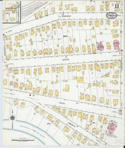 Sanborn Fire Insurance Map from Conneaut, Ashtabula County, Ohio (1919), Sheet #0011 - Historic Sanborn Fire Insurance Map Print, vintage old map wall art, antique decor, genealogy gift, Ohio Ohio map
