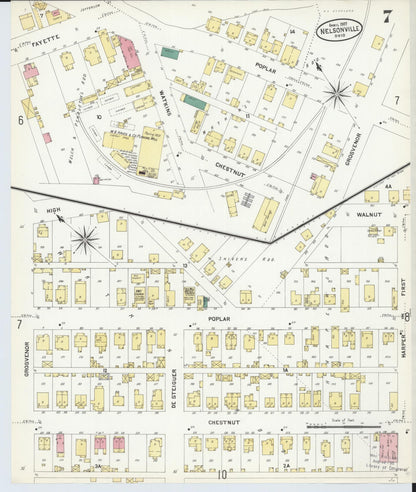 Sanborn Fire Insurance Map from Nelsonville, Athens County, Ohio (1907), Sheet #0007 - Historic Sanborn Fire Insurance Map Print, vintage old map wall art, antique decor, genealogy gift, Ohio Ohio map