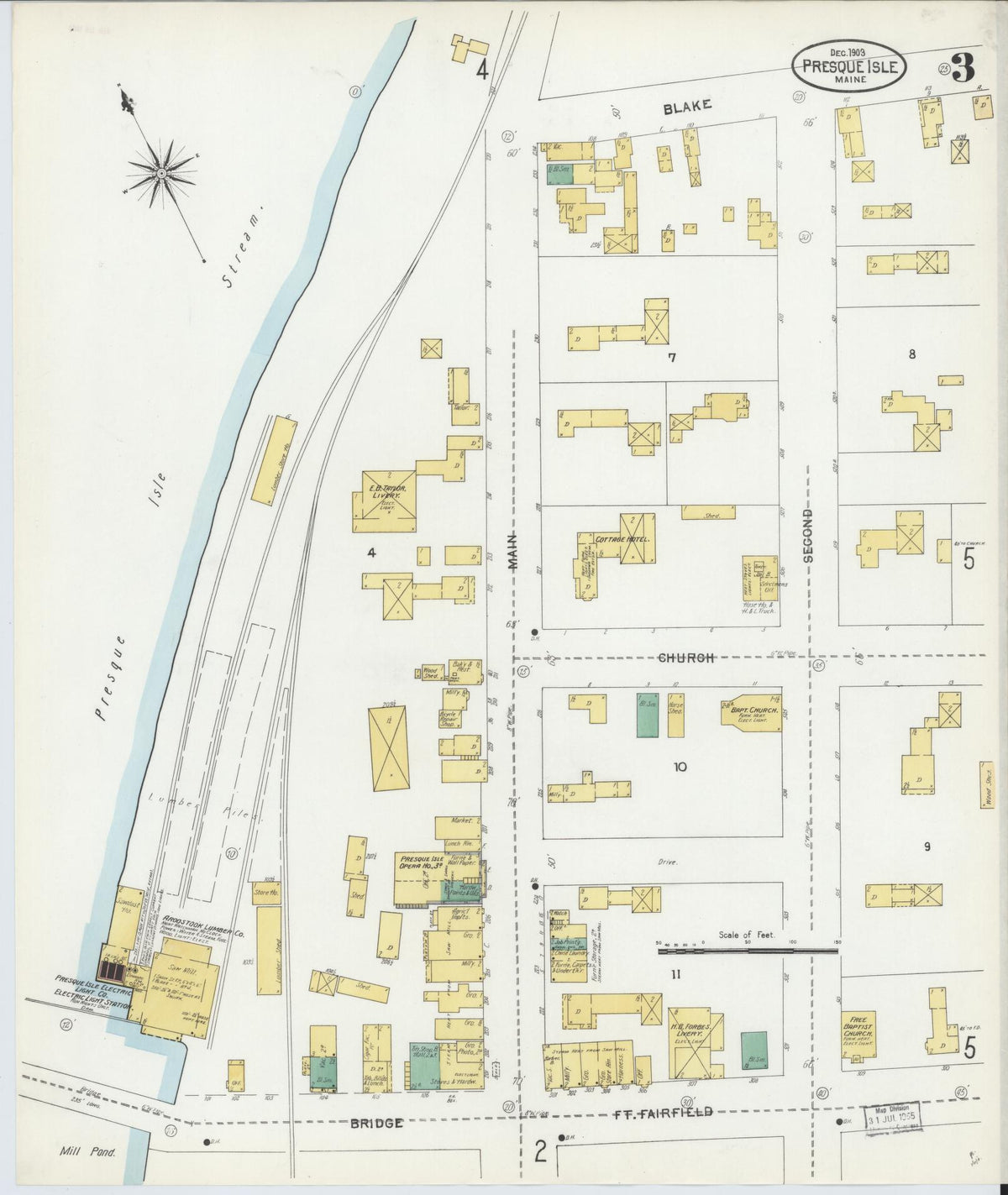 Sanborn Fire Insurance Map from Presque Isle, Aroostook County, Maine (1903), Sheet #0003 - Complete Map Set gallery image, historic Sanborn map, vintage wall art, Maine Maine