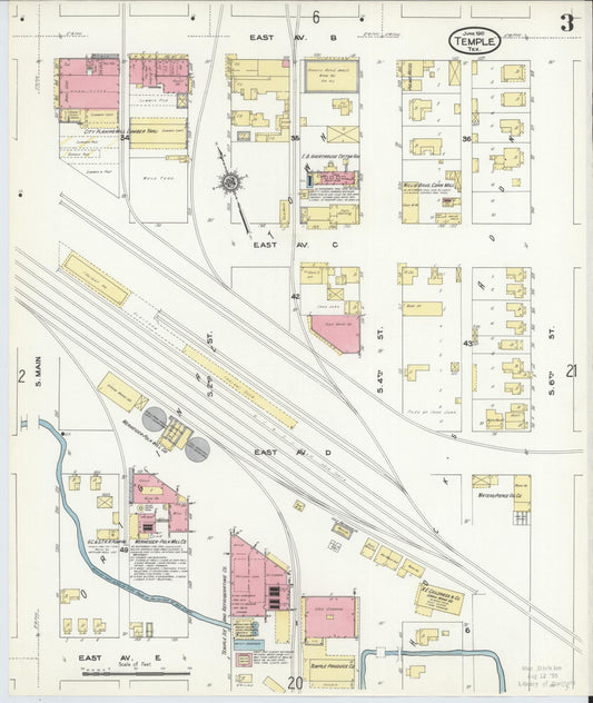 Sanborn Fire Insurance Map from Temple, Bell County, Texas (1910), Sheet #0003 - Historic Sanborn Fire Insurance Map Print, vintage old map wall art, antique decor, genealogy gift, Texas Texas map