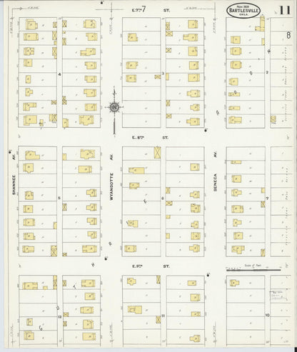 Sanborn Fire Insurance Map from Bartlesville, Washington County, Oklahoma (1909), Sheet #0011 - Complete Map Set gallery image, historic Sanborn map, vintage wall art, Oklahoma Oklahoma