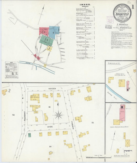 Sanborn Fire Insurance Map from Brookfield, Worcester County, Massachusetts. (1904) – Historic Sanborn Fire Insurance Map Print