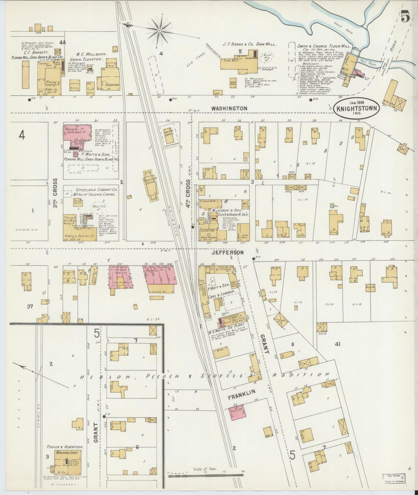 Sanborn Fire Insurance Map from Knightstown, Henry County, Indiana (1898), Sheet #0005 - Complete Map Set gallery image, historic Sanborn map, vintage wall art, Indiana Indiana