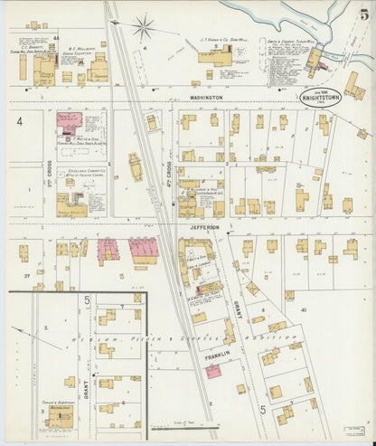 Sanborn Fire Insurance Map from Knightstown, Henry County, Indiana (1898), Sheet #0005 - Complete Map Set gallery image, historic Sanborn map, vintage wall art, Indiana Indiana