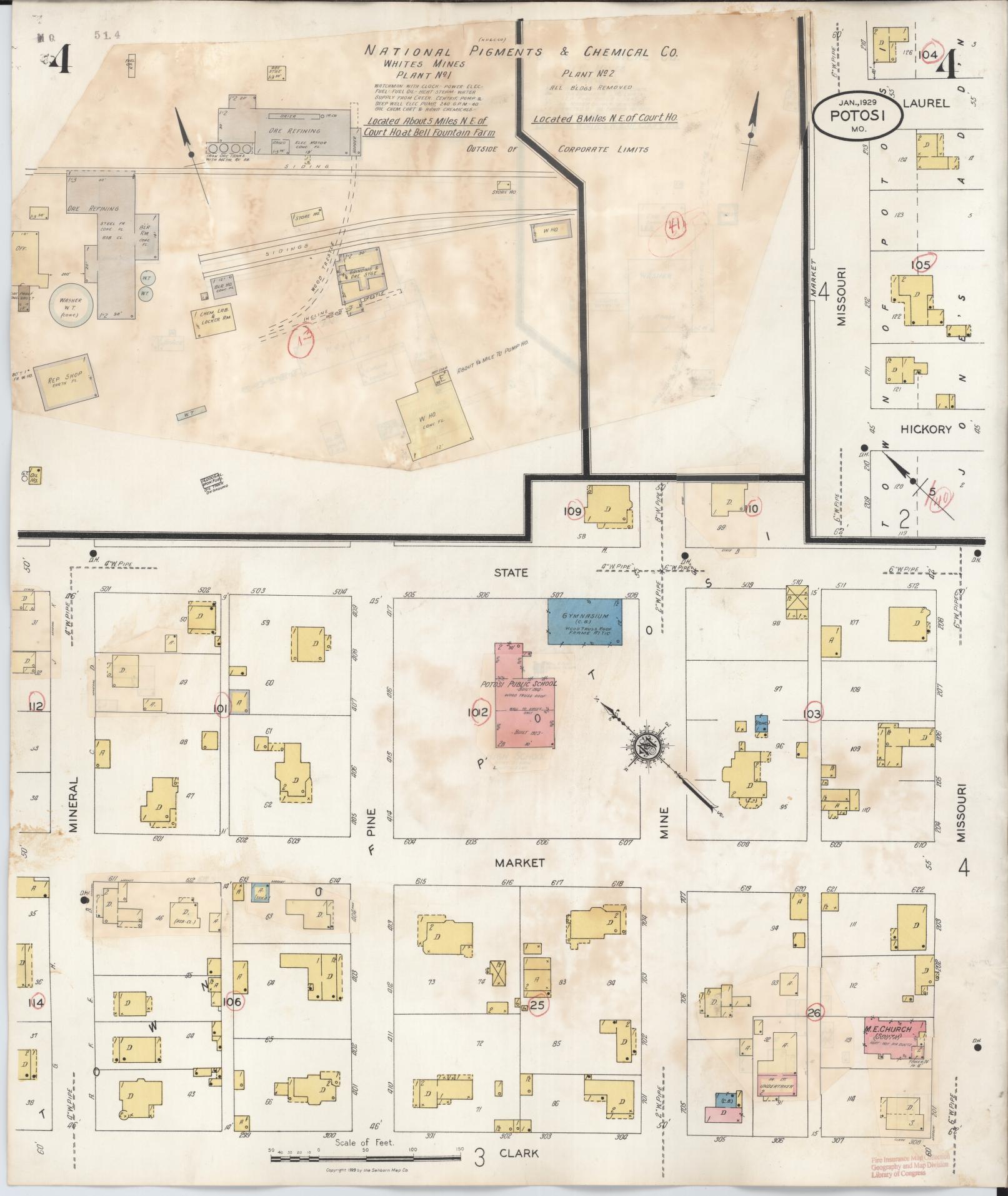 Sanborn Fire Insurance Map from Potosi, Washngton County, Missouri (1942), Sheet #0004 - Historic Sanborn Fire Insurance Map Print, vintage old map wall art, antique decor, genealogy gift, Missouri Missouri map