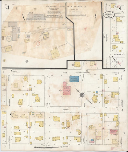 Sanborn Fire Insurance Map from Potosi, Washngton County, Missouri (1942), Sheet #0004 - Historic Sanborn Fire Insurance Map Print, vintage old map wall art, antique decor, genealogy gift, Missouri Missouri map