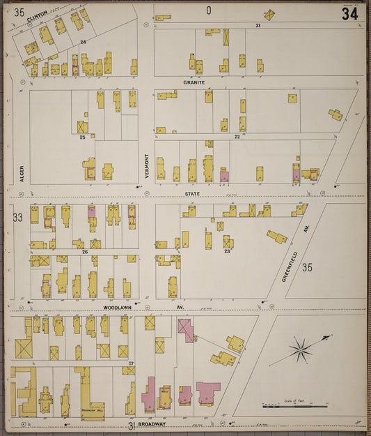 Sanborn Fire Insurance Map from Saratoga, Saratoga County, New York (1900), Sheet #0034 - Historic Sanborn Fire Insurance Map Print, vintage old map wall art, antique decor, genealogy gift, New York New York map