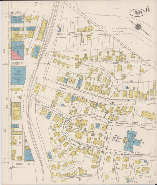 Sanborn Fire Insurance Map from Miami, Gila County, Arizona (1922), Sheet #0006 - Historic Sanborn Fire Insurance Map Print, vintage old map wall art, antique decor, genealogy gift, Arizona Arizona map