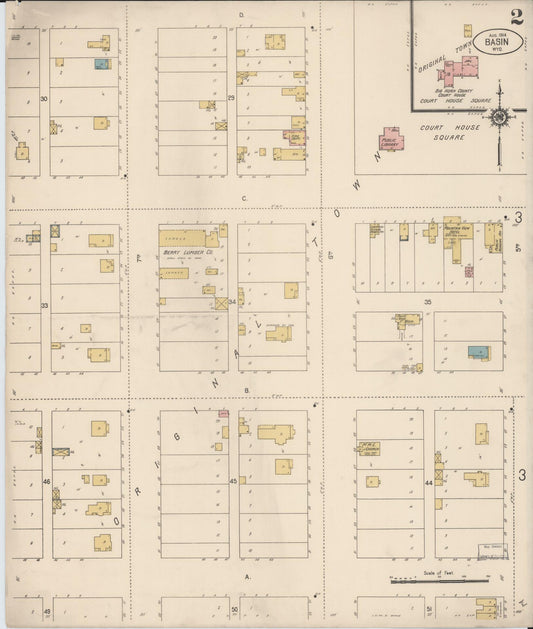 Sanborn Fire Insurance Map from Basin, Big Horn County, Wyoming (1914), Sheet #0002 - Historic Sanborn Fire Insurance Map Print, vintage old map wall art, antique decor, genealogy gift, Wyoming Wyoming map