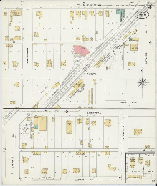 Sanborn Fire Insurance Map from Dwight, Livingston County, Illinois (1898), Sheet #0004 - Historic Sanborn Fire Insurance Map Print, vintage old map wall art, antique decor, genealogy gift, Illinois Illinois map