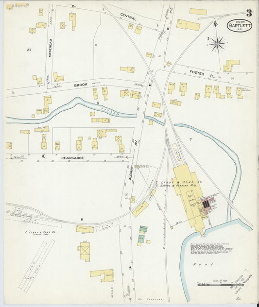 Sanborn Fire Insurance Map from Bartlett, Carroll County, New Hampshire (1908), Sheet #0003 - Historic Sanborn Fire Insurance Map Print, vintage old map wall art, antique decor, genealogy gift, New Hampshire New Hampshire map