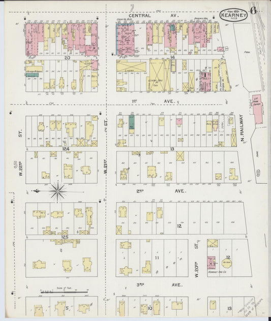 Sanborn Fire Insurance Map from Kearney, Buffalo County, Nebraska (1893), Sheet #0006 - Historic Sanborn Fire Insurance Map Print, vintage old map wall art, antique decor, genealogy gift, Nebraska Nebraska map