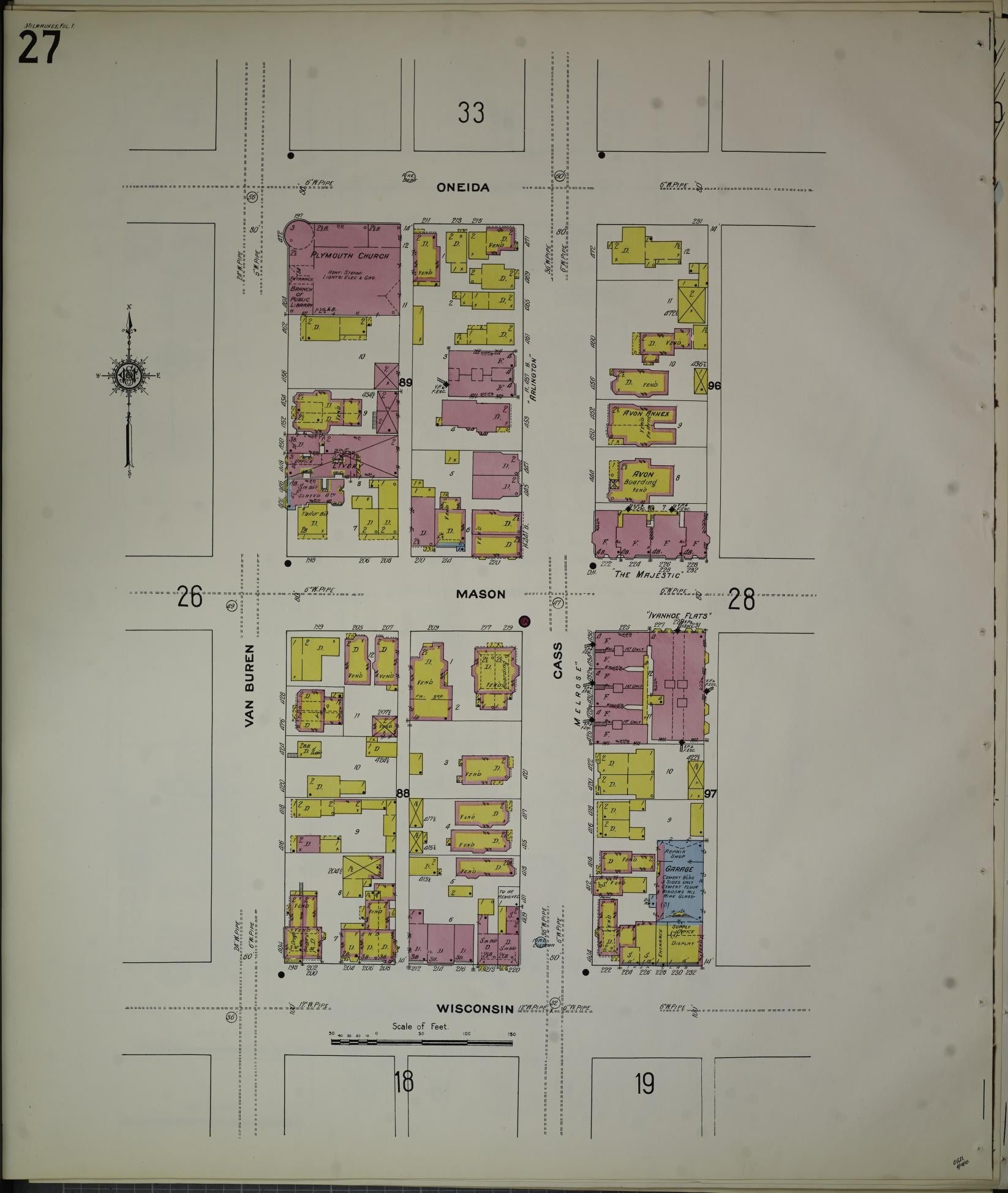 Sanborn Fire Insurance Map from Milwaukee, Milwaukee County, Wisconsin (1910), Sheet #0027 - Complete Map Set gallery image, historic Sanborn map, vintage wall art, Wisconsin Wisconsin