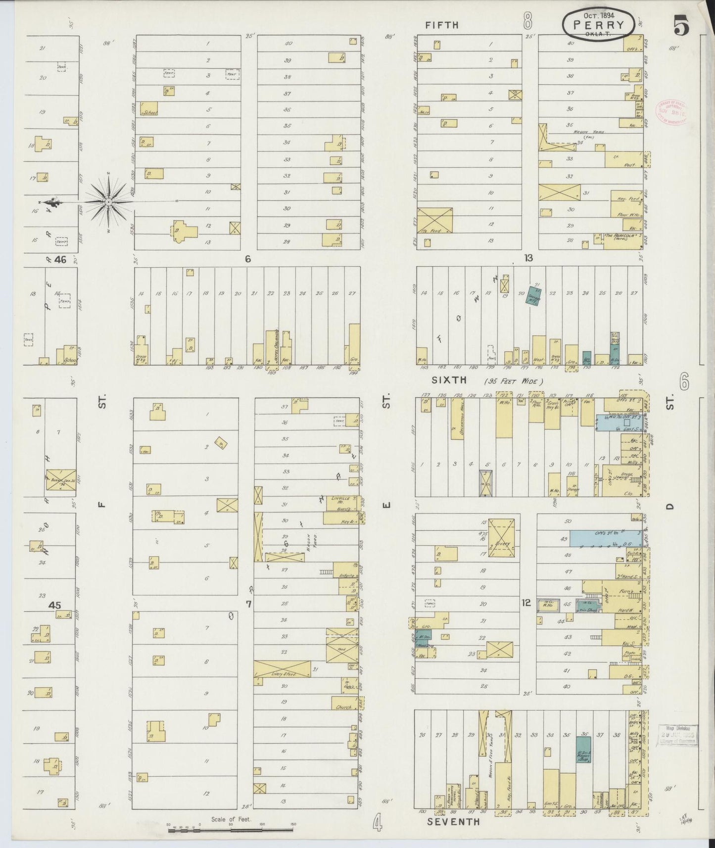 Sanborn Fire Insurance Map from Perry, Noble County, Oklahoma (1894), Sheet #0005 - Complete Map Set gallery image, historic Sanborn map, vintage wall art, Oklahoma Oklahoma