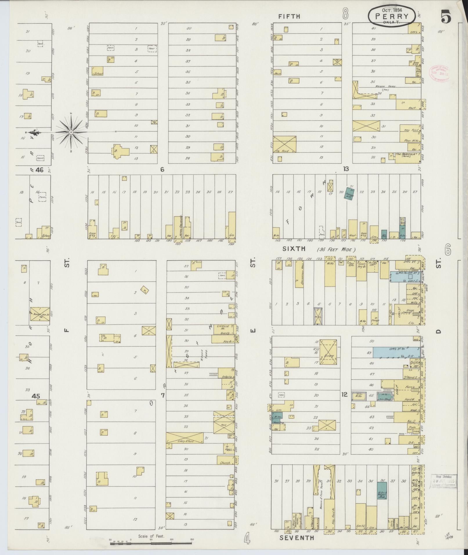 Sanborn Fire Insurance Map from Perry, Noble County, Oklahoma (1894), Sheet #0005 - Complete Map Set gallery image, historic Sanborn map, vintage wall art, Oklahoma Oklahoma