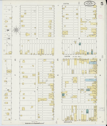 Sanborn Fire Insurance Map from Perry, Noble County, Oklahoma (1894), Sheet #0005 - Complete Map Set gallery image, historic Sanborn map, vintage wall art, Oklahoma Oklahoma