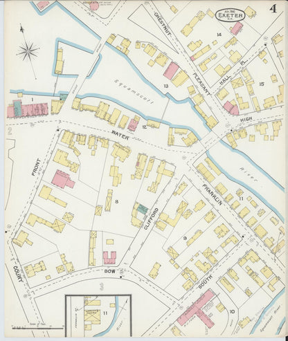 Sanborn Fire Insurance Map from Exeter, Rockingham County, New Hampshire (1892), Sheet #0004 - Complete Map Set gallery image, historic Sanborn map, vintage wall art, New Hampshire New Hampshire