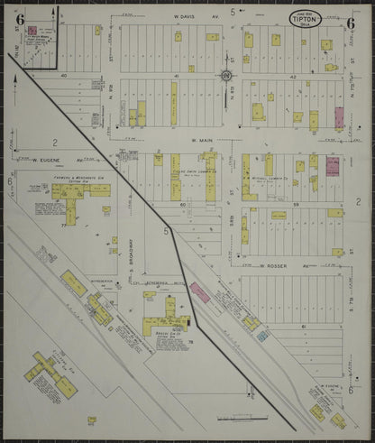 Sanborn Fire Insurance Map from Tipton, Tillman County, Oklahoma (1930), Sheet #0006 - Complete Map Set gallery image, historic Sanborn map, vintage wall art, Oklahoma Oklahoma