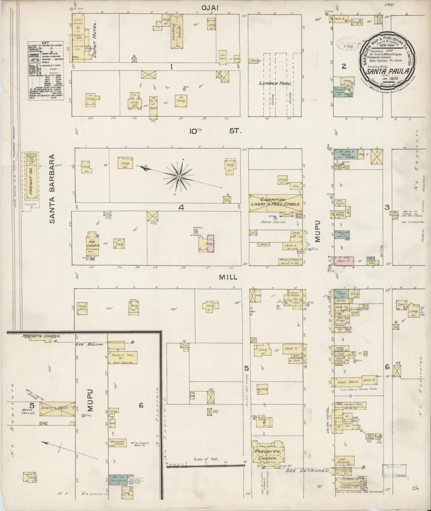 Sanborn Fire Insurance Map from Santa Paula, Ventura County, California. (1888) – Historic Sanborn Fire Insurance Map Print
