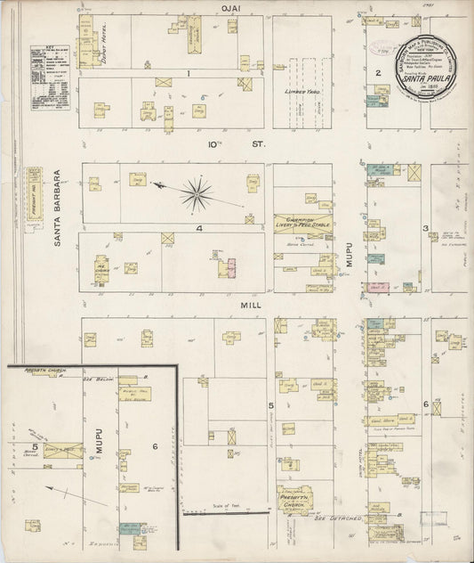 Sanborn Fire Insurance Map from Santa Paula, Ventura County, California. (1888) – Historic Sanborn Fire Insurance Map Print
