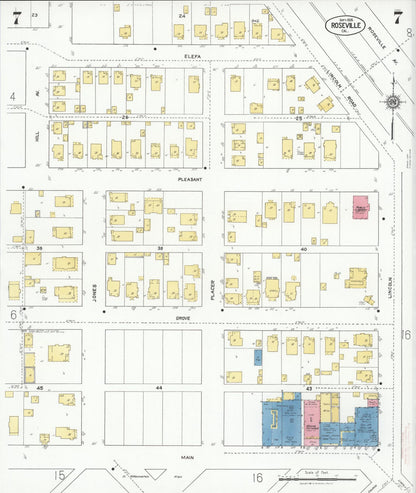 Sanborn Fire Insurance Map from Roseville, Placer County, California (1925), Sheet #0007 - Complete Map Set gallery image, historic Sanborn map, vintage wall art, California California