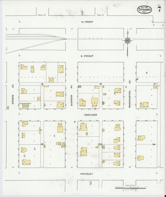 Sanborn Fire Insurance Map from Strawn, Palo Pinto County, Texas (1920), Sheet #0007 - Historic Sanborn Fire Insurance Map Print, vintage old map wall art, antique decor, genealogy gift, Texas Texas map