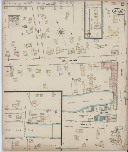 Sanborn Fire Insurance Map from Adams, Jefferson County, New York (1884), Sheet #0002 - Historic Sanborn Fire Insurance Map Print, vintage old map wall art, antique decor, genealogy gift, New York New York map