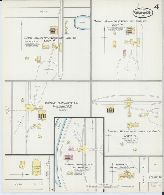 Sanborn Fire Insurance Map from Braidwood, Will County, Illinois (1892), Sheet #0004 - Historic Sanborn Fire Insurance Map Print, vintage old map wall art, antique decor, genealogy gift, Illinois Illinois map