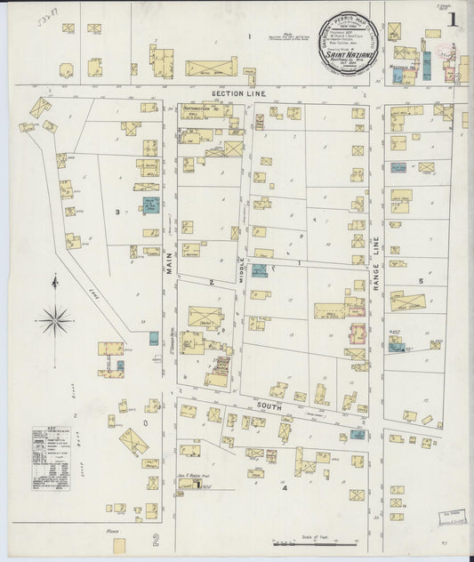 Sanborn Fire Insurance Map from Saint Nazianz, Manitowoc County, Wisconsin (1894), Sheet #0001 - Historic Sanborn Fire Insurance Map Print, vintage old map wall art, antique decor, genealogy gift, Wisconsin Wisconsin map