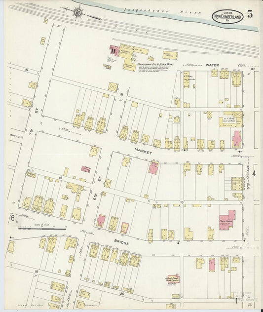 Sanborn Fire Insurance Map from New Cumberland, Cumberland County, Pennsylvania (1913), Sheet #0005 - Historic Sanborn Fire Insurance Map Print, vintage old map wall art, antique decor, genealogy gift, Pennsylvania Pennsylvania map