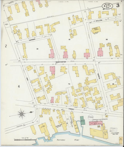 Sanborn Fire Insurance Map from Bath, Sagadahoc County, Maine (1903), Sheet #0003 - Complete Map Set gallery image, historic Sanborn map, vintage wall art, Maine Maine