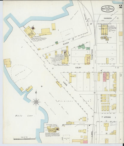 Sanborn Fire Insurance Map from Whitehall, Muskegon County, Michigan (1896), Sheet #0002 - Complete Map Set gallery image, historic Sanborn map, vintage wall art, Michigan Michigan