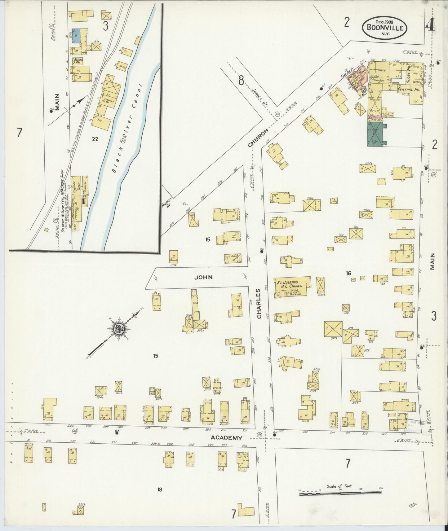 Sanborn Fire Insurance Map from Boonville, Oneida County, New York (1909), Sheet #0004 - Complete Map Set gallery image, historic Sanborn map, vintage wall art, New York New York