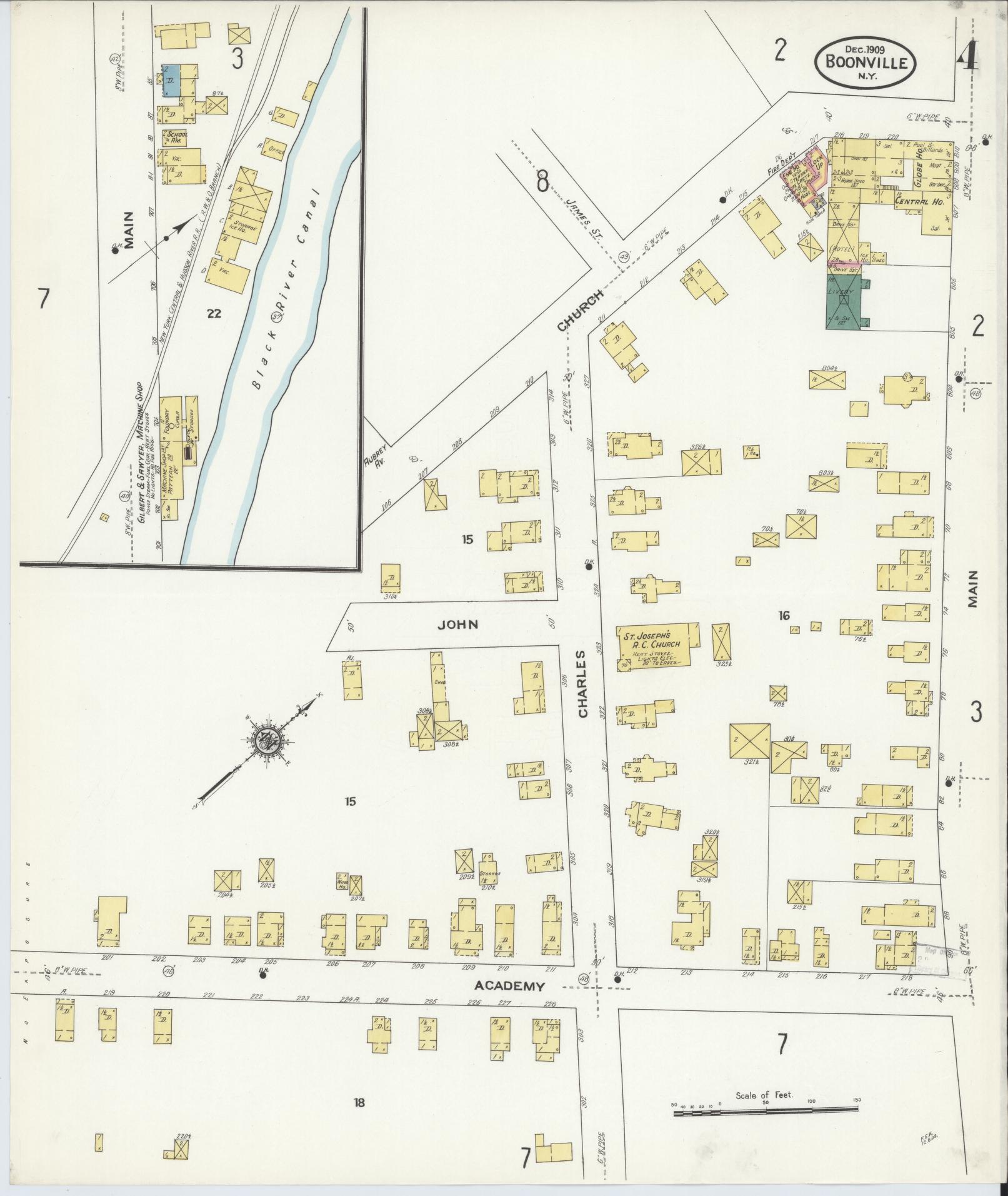 Sanborn Fire Insurance Map from Boonville, Oneida County, New York (1909), Sheet #0004 - Complete Map Set gallery image, historic Sanborn map, vintage wall art, New York New York